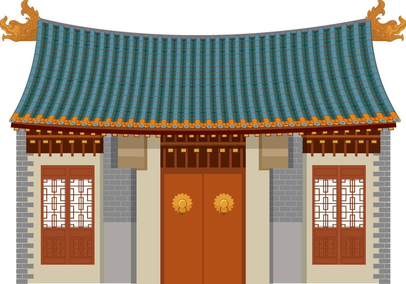 Chinese traditional building on white background vector