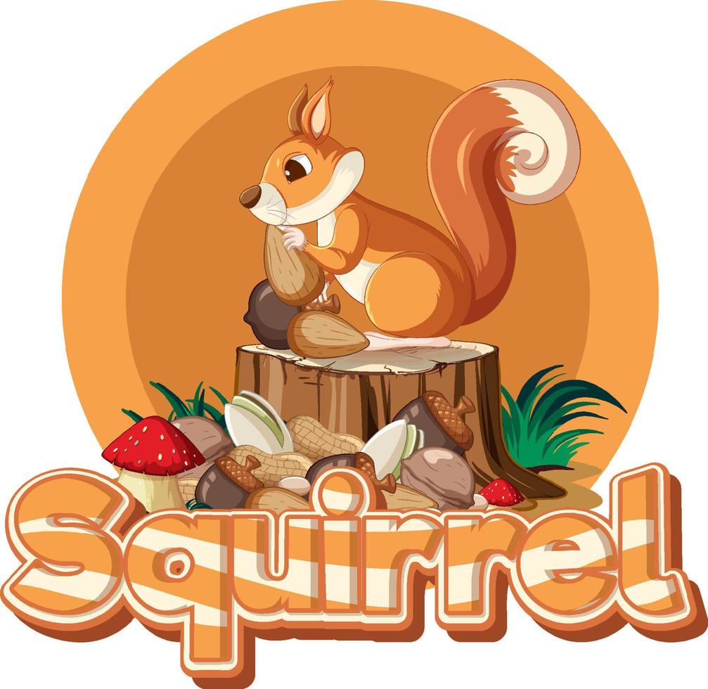 Font design for squirrel in brown vector