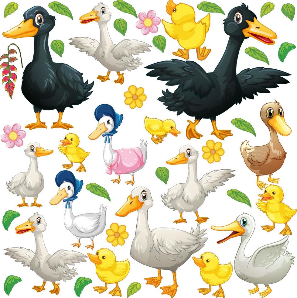Cute animals set on white background vector