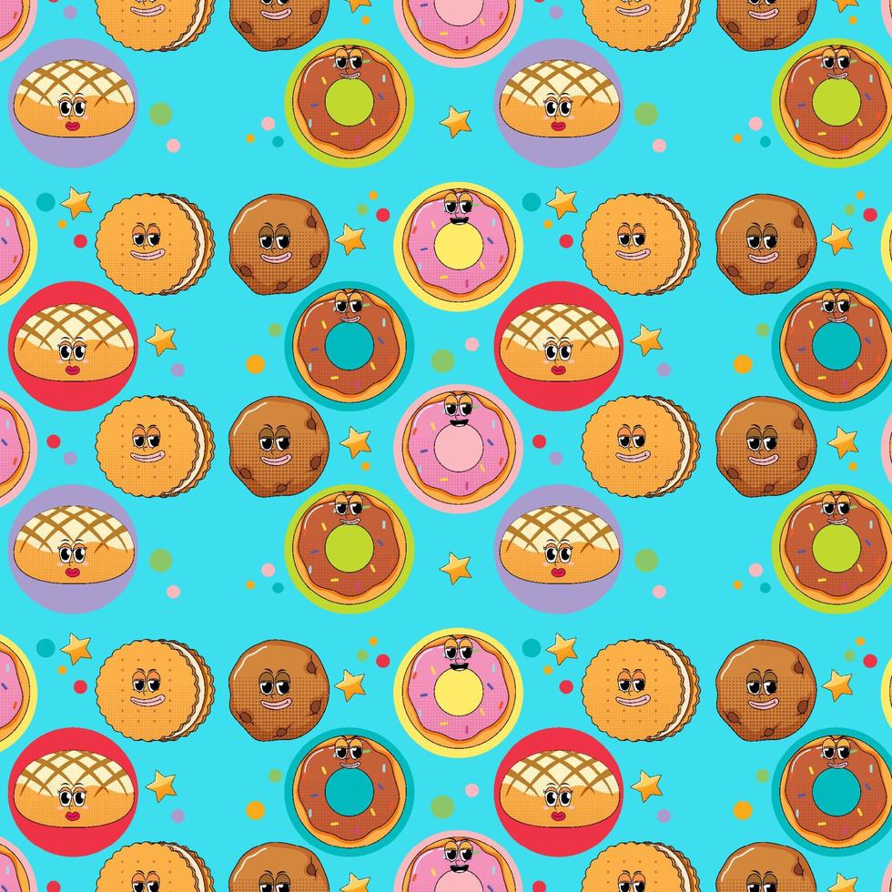 Seamless background with cookies and donuts vector