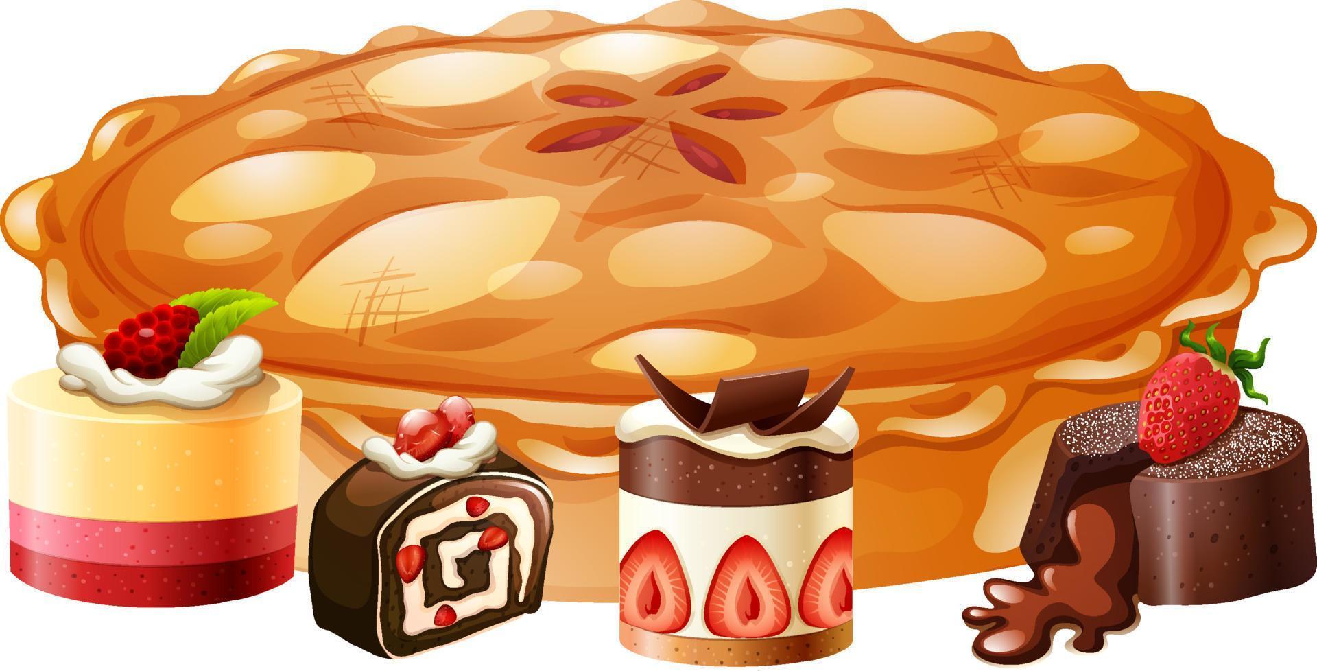 Sweet bakery dessert and pie vector