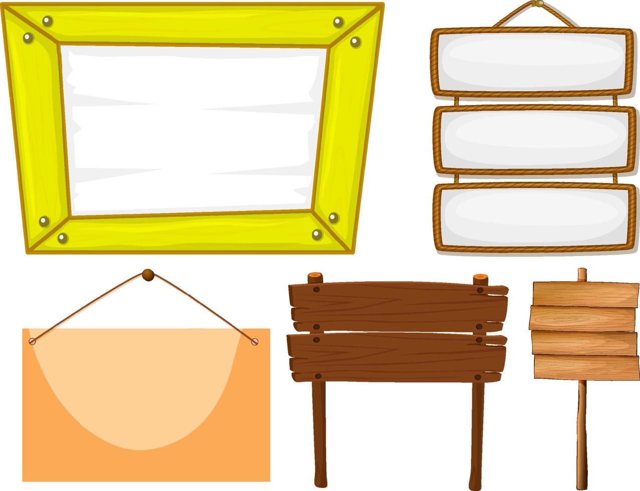 conjunto de banner de letrero de madera vector