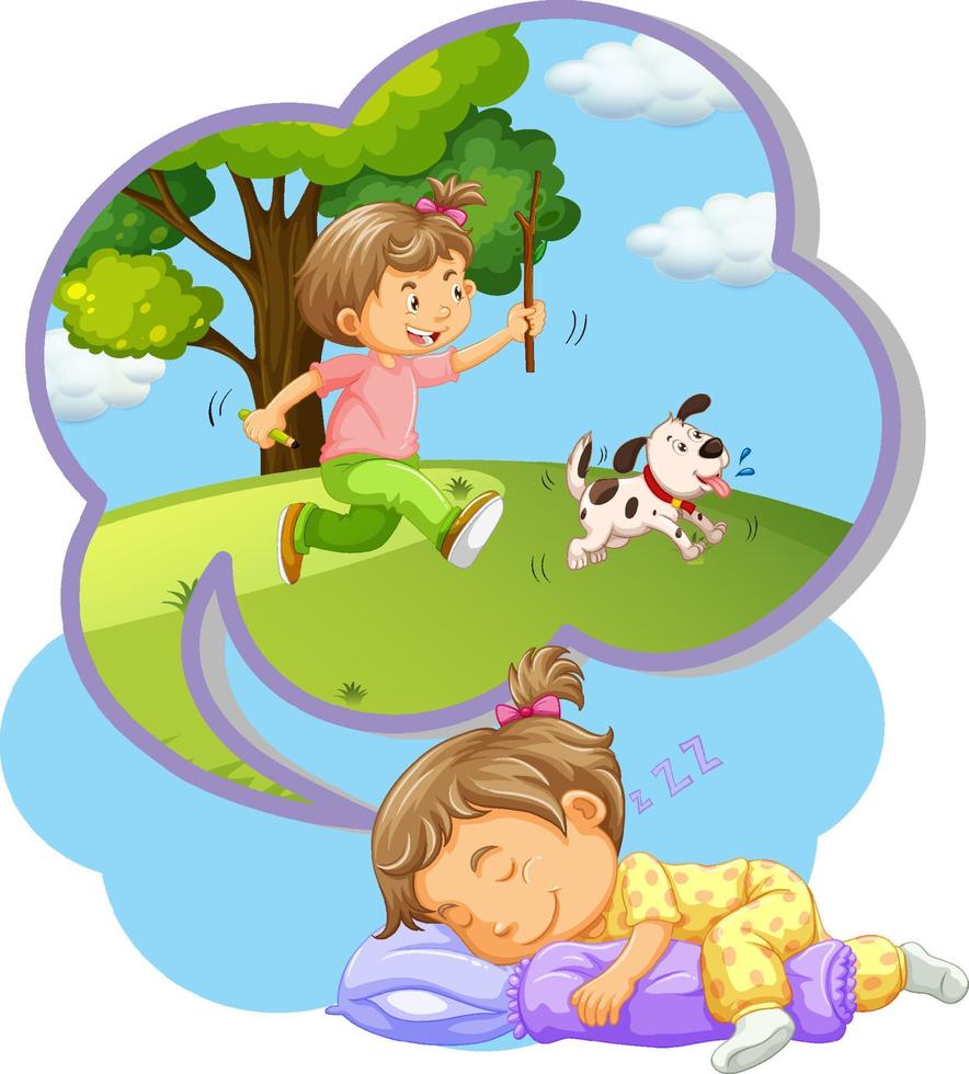 Girl sleeping and dreaming at night vector