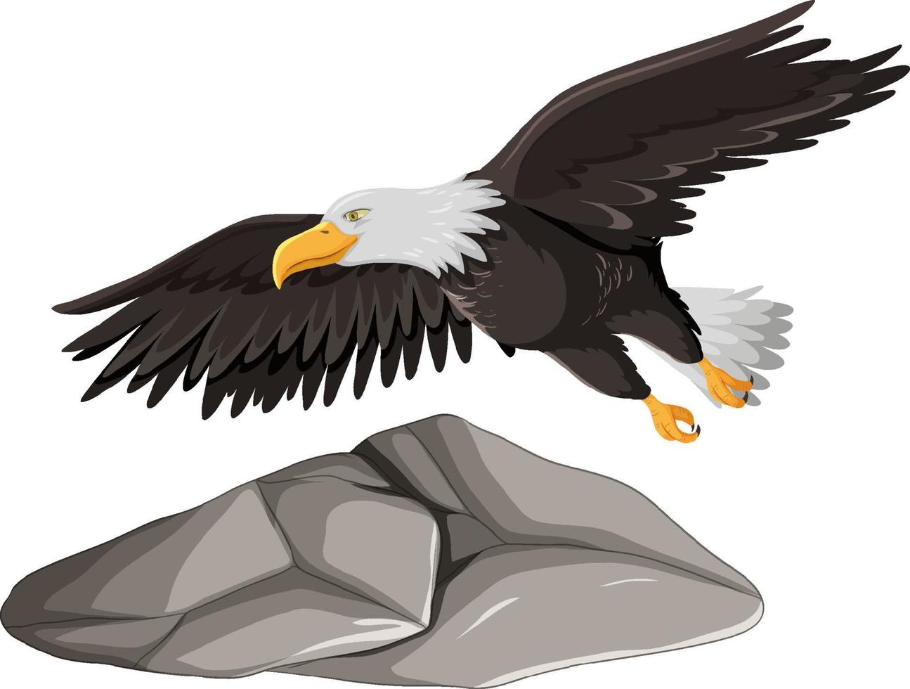 Eagle flying over gray rock vector