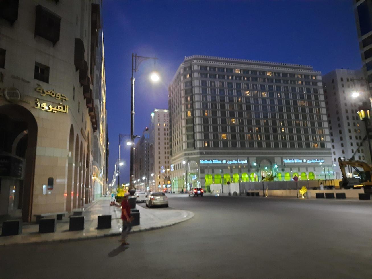 Medina, Saudi Arabia, 2021 - Beautiful night views of the streets and buildings of Medina, Saudi Arabia photo
