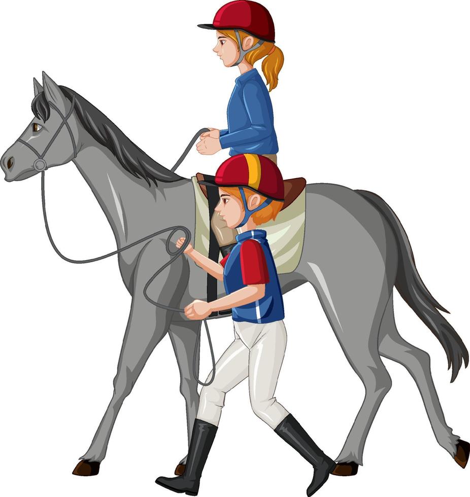 deporte ecuestre con chica a caballo vector