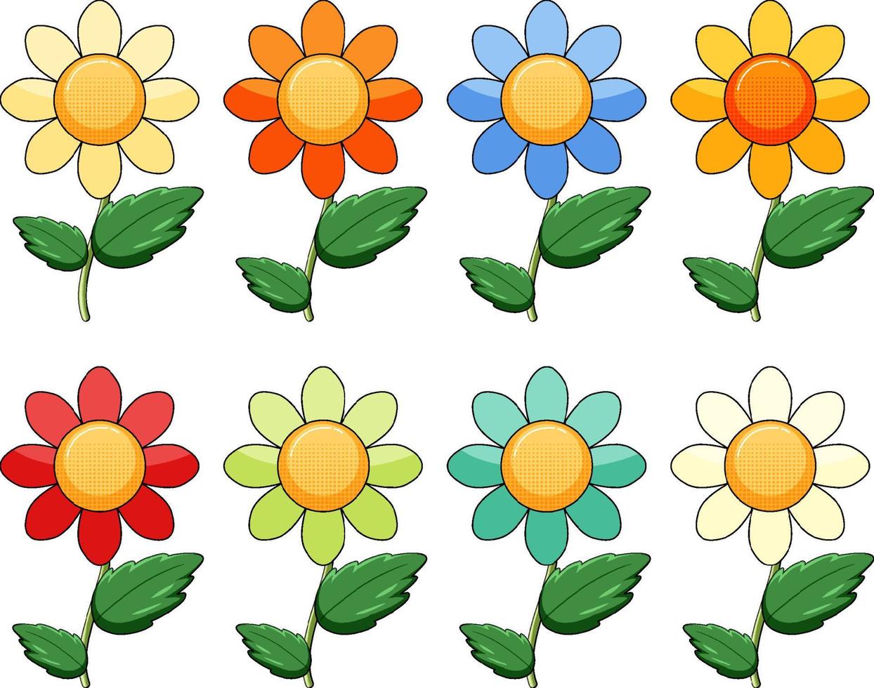 Flowers with different colors vector