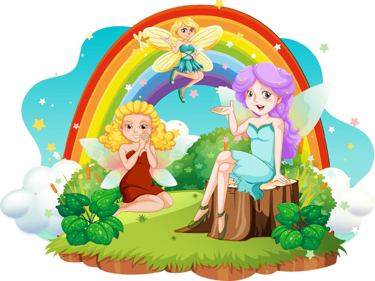 Isolated fantastic forests with beautiful fairies vector