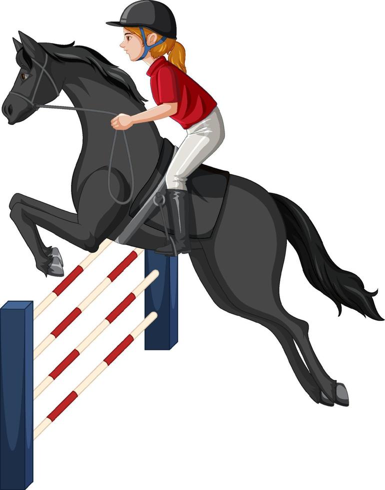 Equestrian sport with girl on horseback vector