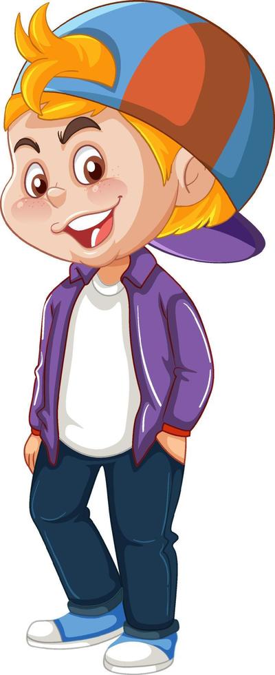 Teenager boy cartoon character on white background vector