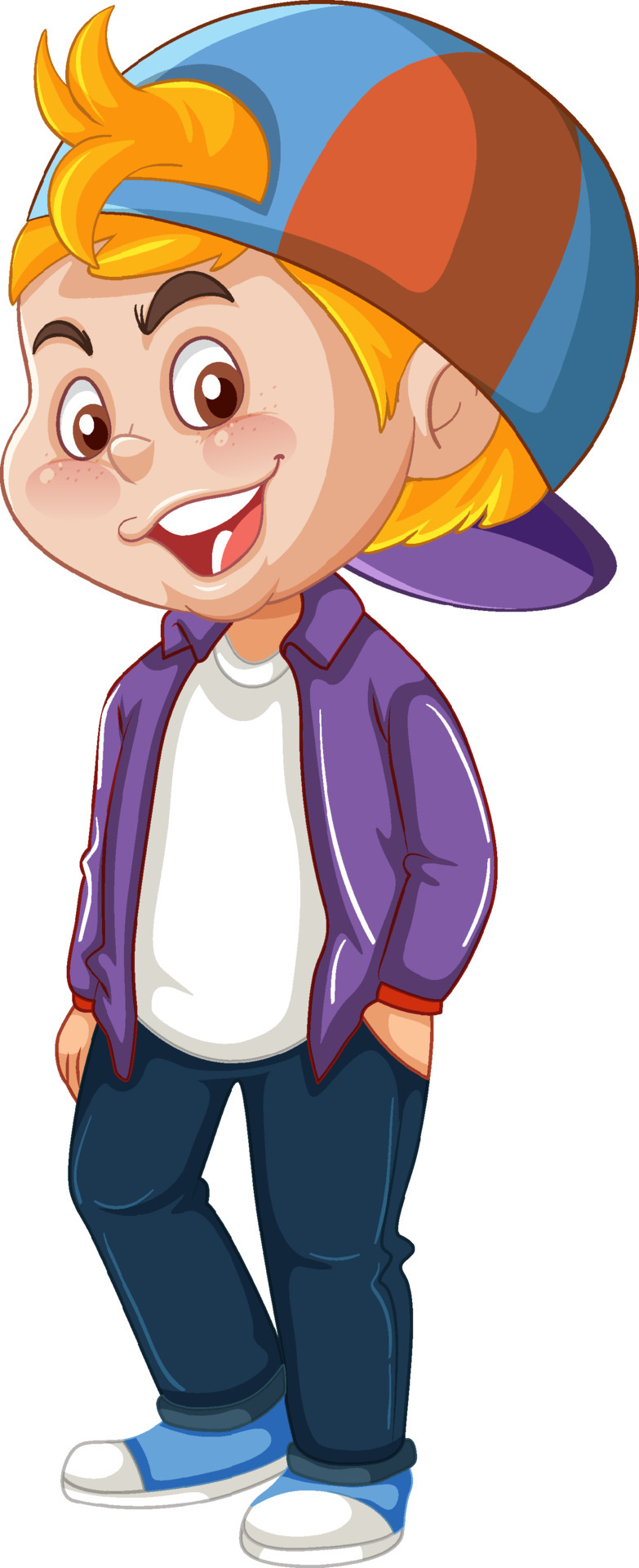 Teenager boy cartoon character on white background 7108132 Vector Art at  Vecteezy