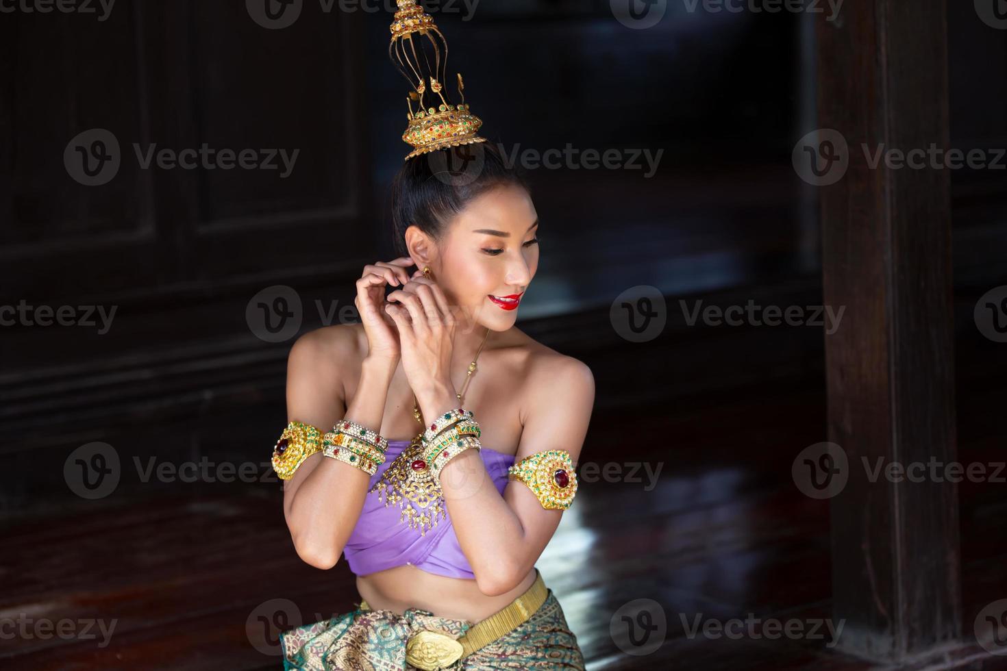 Thai costume dress beautiful women, costume thai style in thailand photo