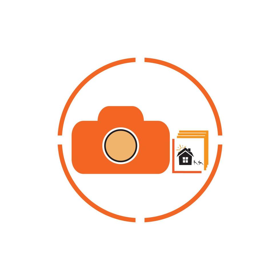 Camera with photo icon vector background