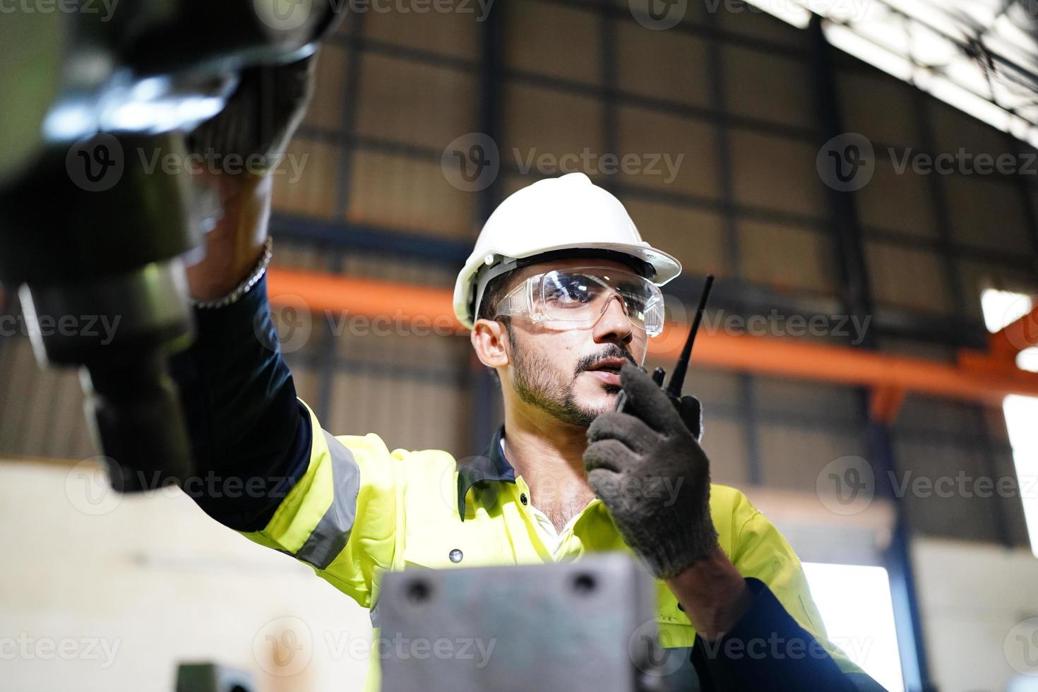 Professional men engineer worker skills quality, maintenance, training industry factory worker , warehouse Workshop for factory operators, mechanical engineering team production. photo