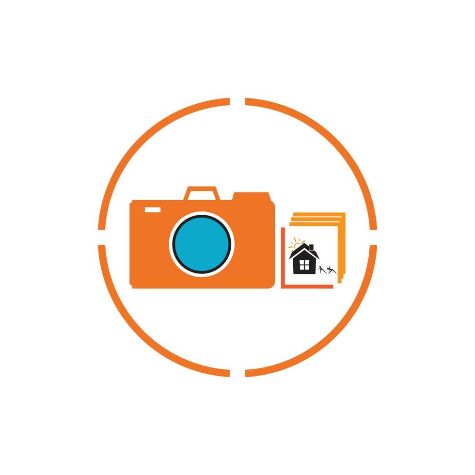 Camera with photo icon vector background