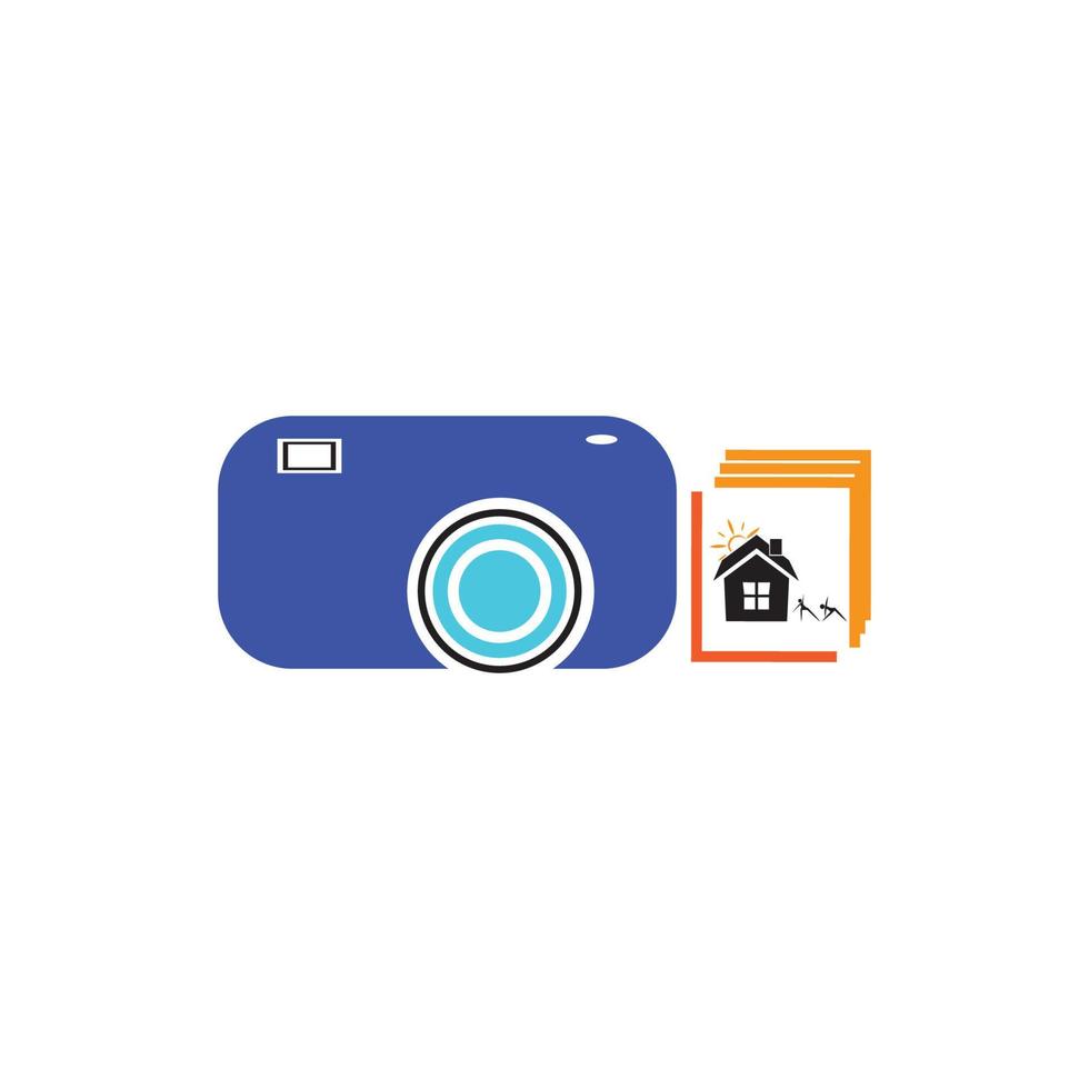 Camera with photo icon vector background