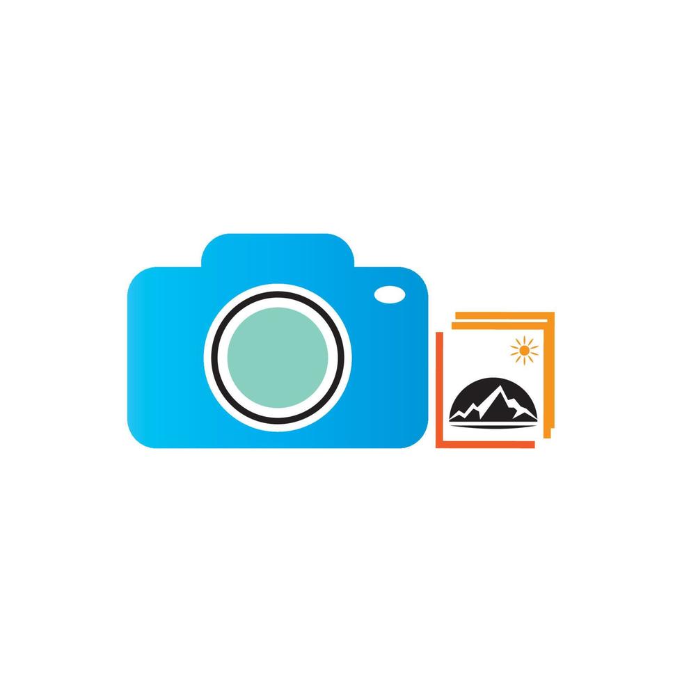 Camera with photo icon vector background