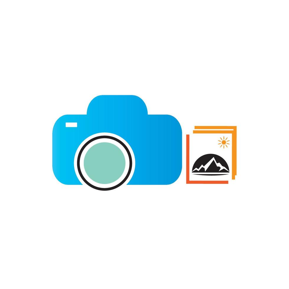 Camera with photo icon vector background