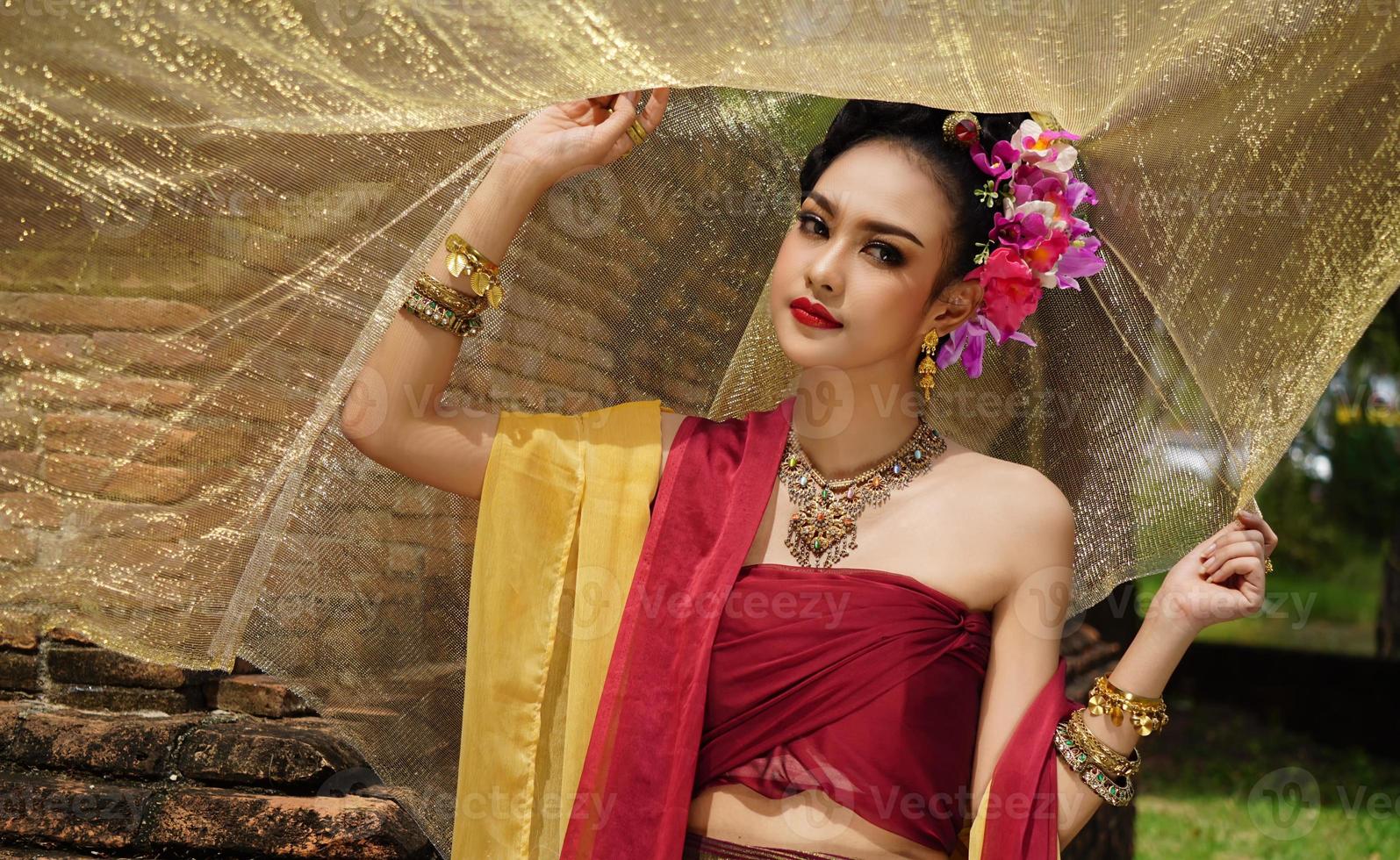 Thai costume dress beautiful women, costume thai style in thailand. photo