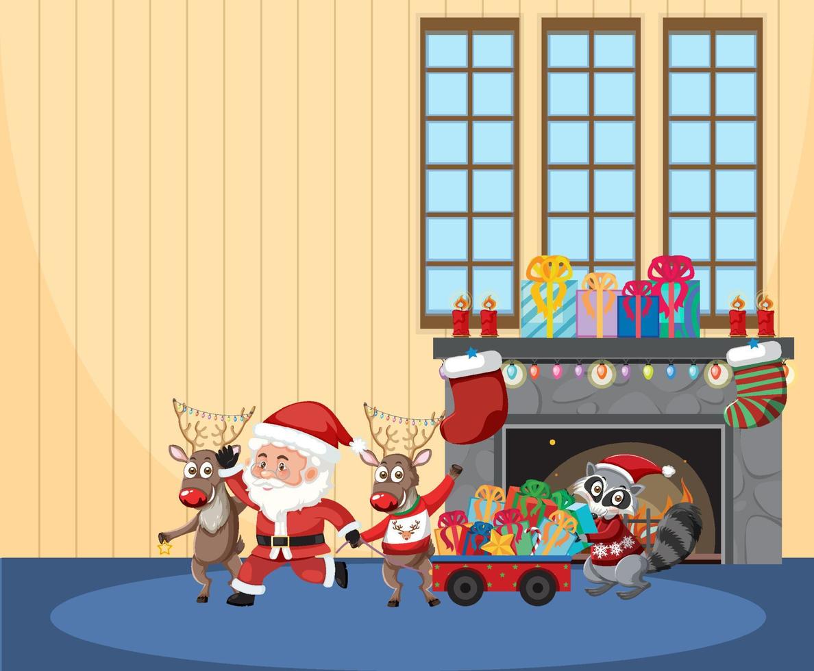Christmas theme with Santa and reindeers vector