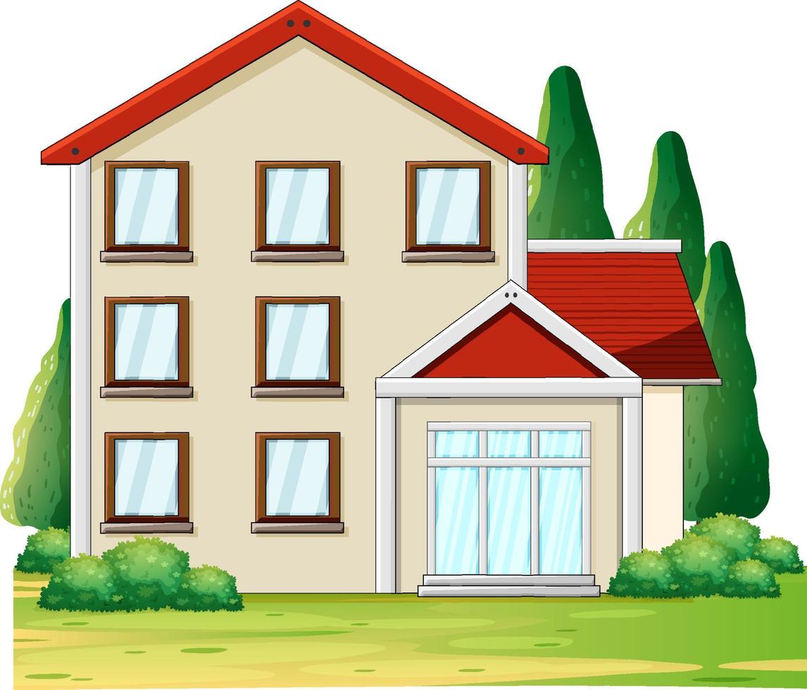 House with big lawn vector