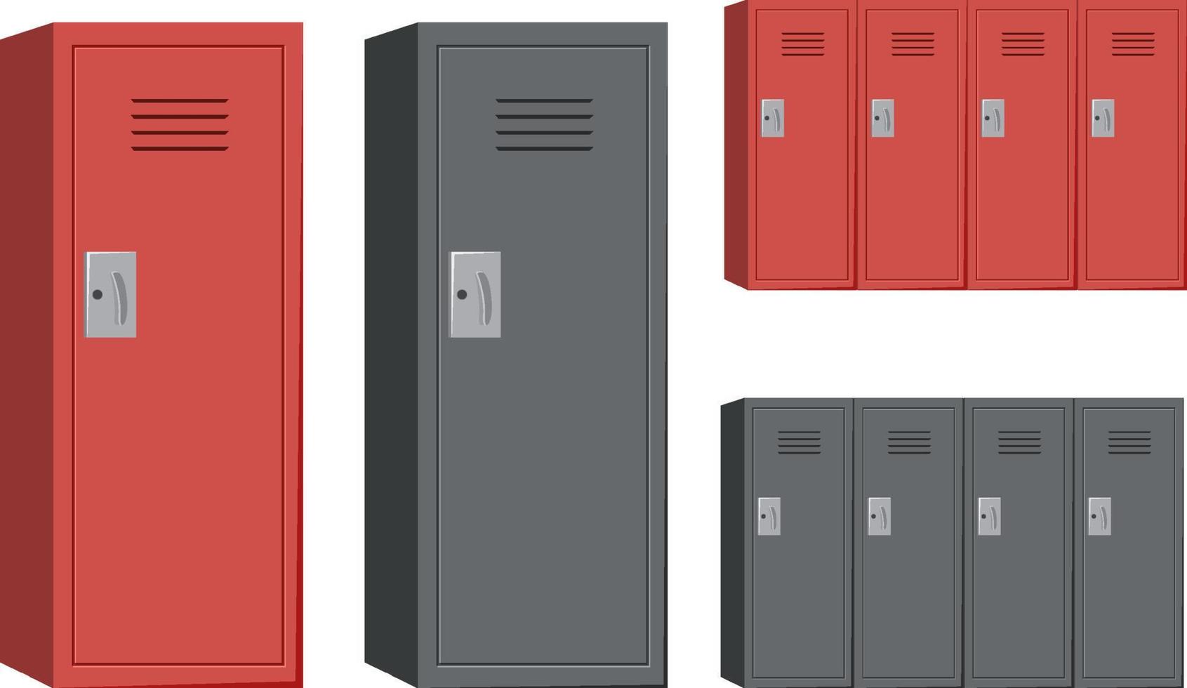 Red and black locker cabinets on white background vector