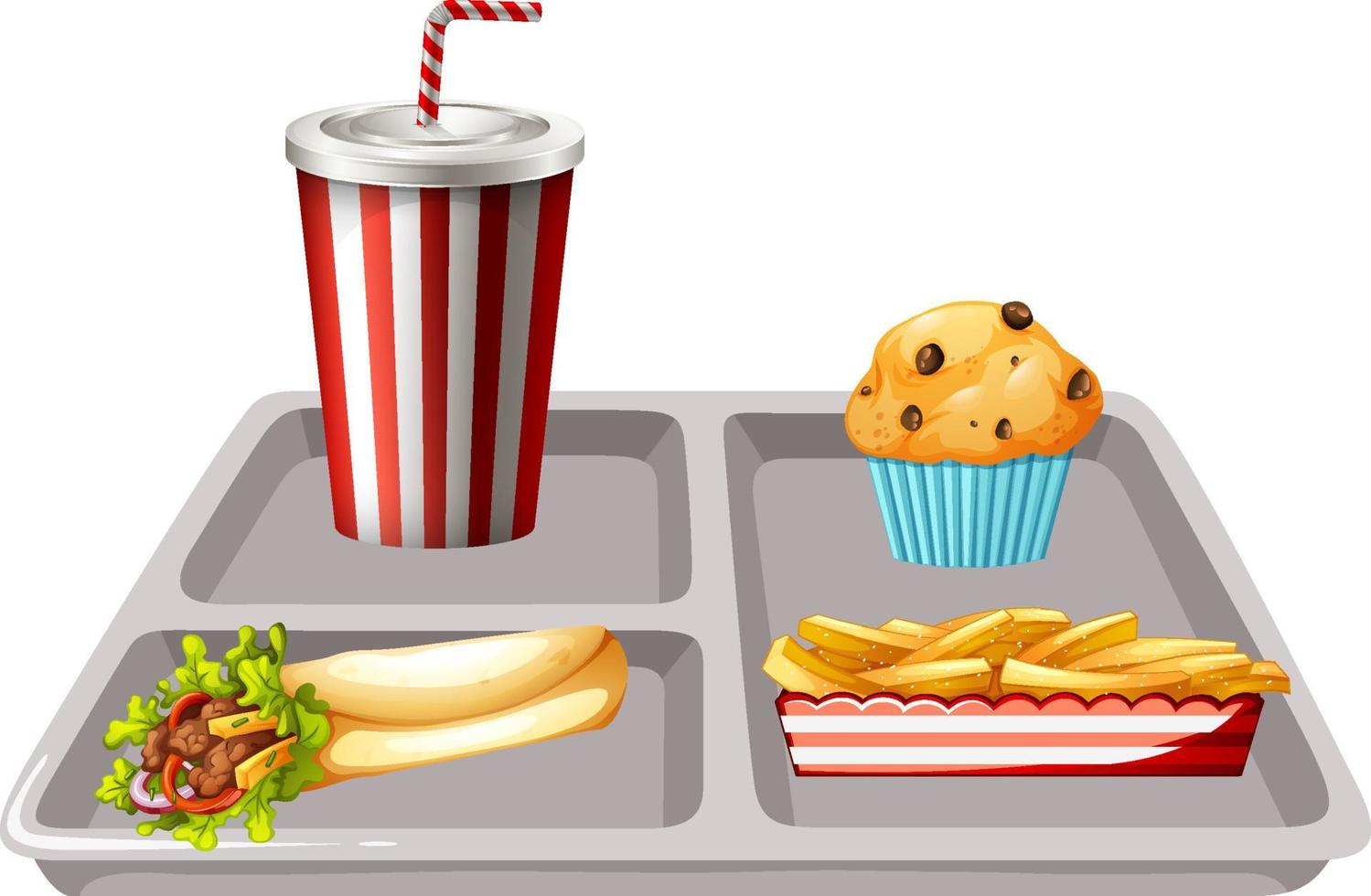 Fast food meal set on white background vector