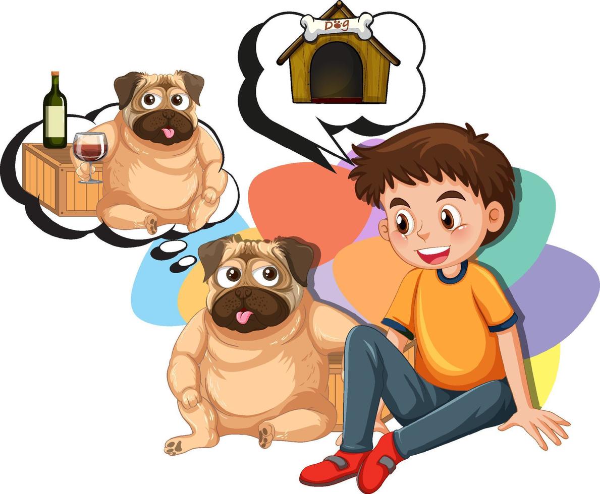 A boy and dog with callouts vector