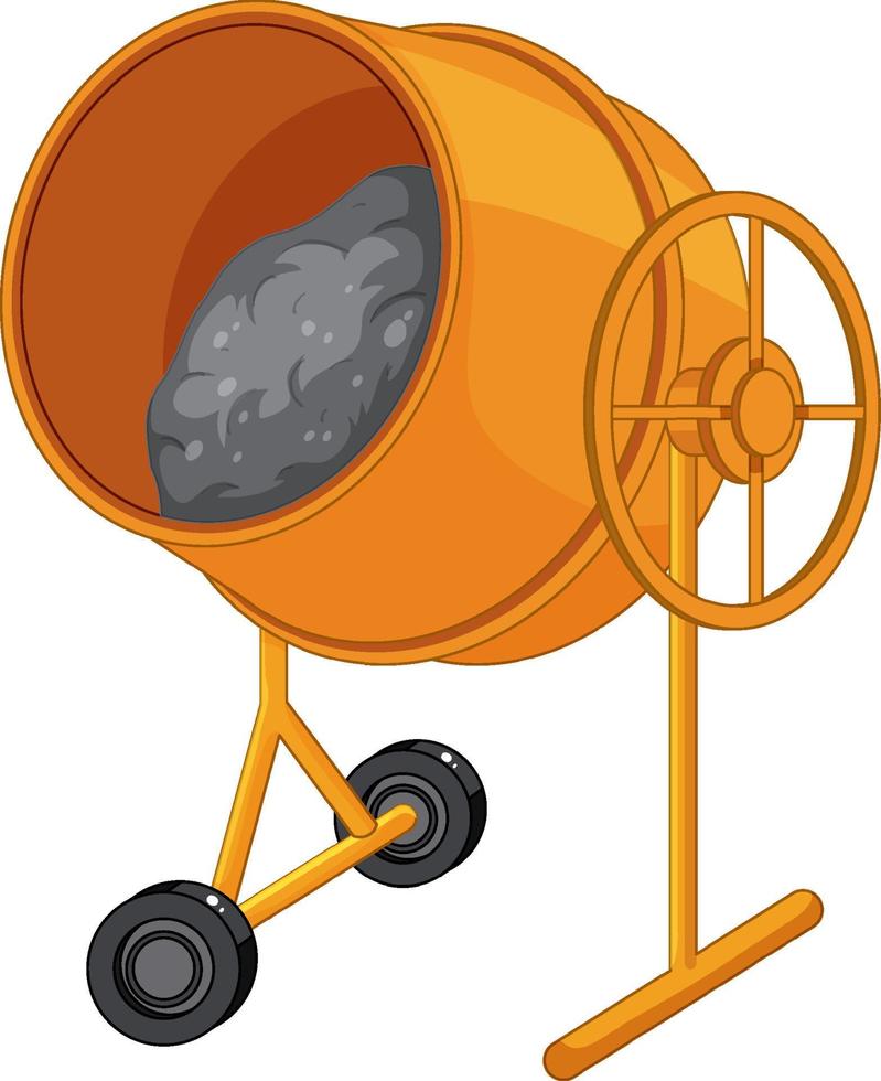 Concrete mixing drum on white background vector
