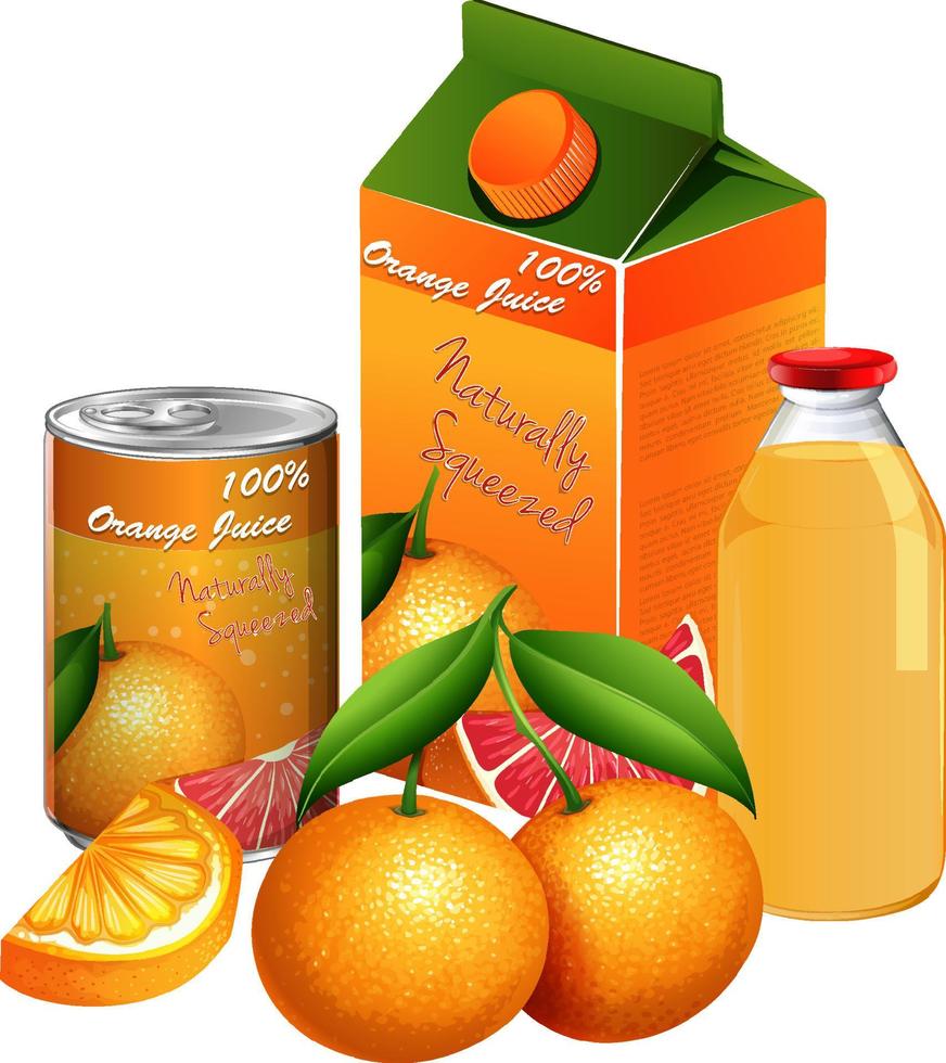 Conjunto de productos de naranja sobre fondo blanco. vector