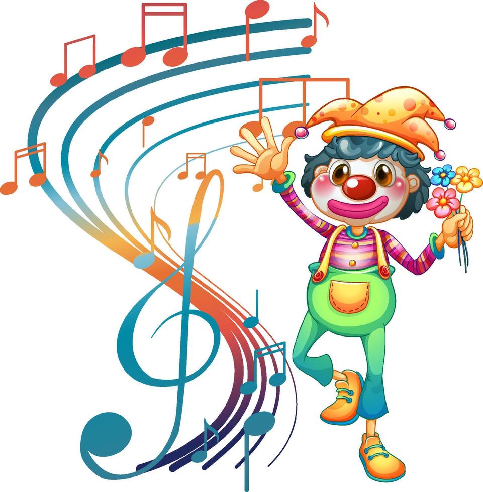 Clown cartton character with music note vector