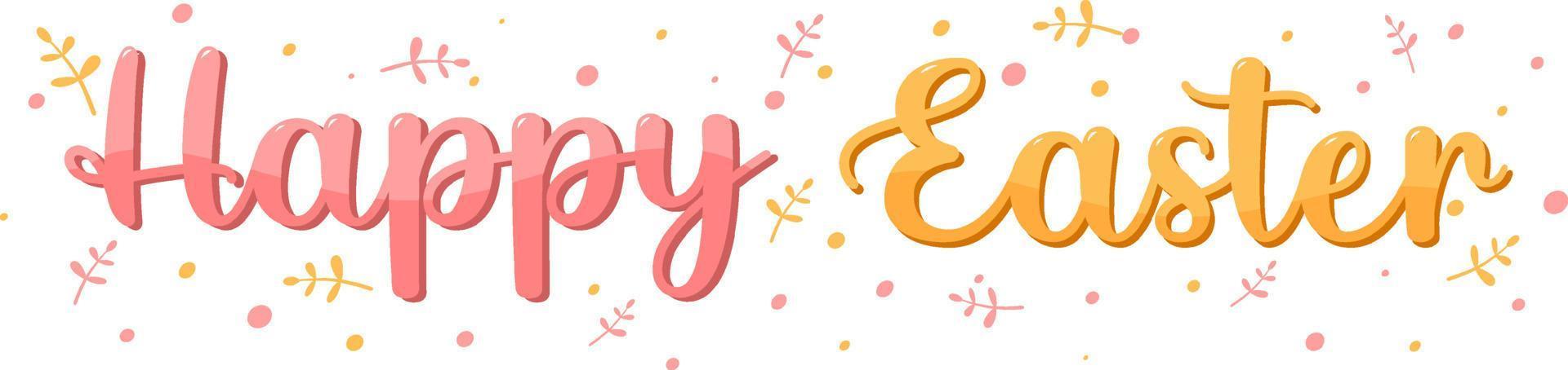 Happy Easter design in pink and yellow vector