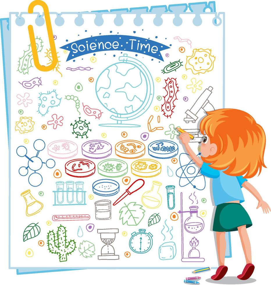 Hand drawn doodle icons on paper vector