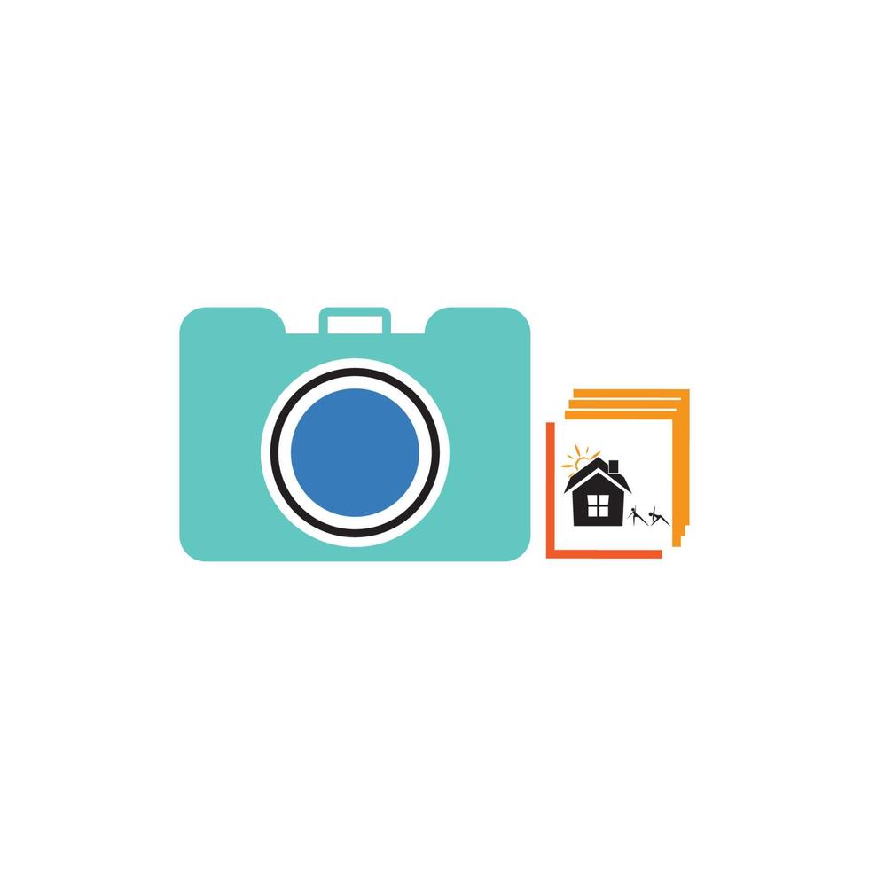 Camera with photo icon vector background