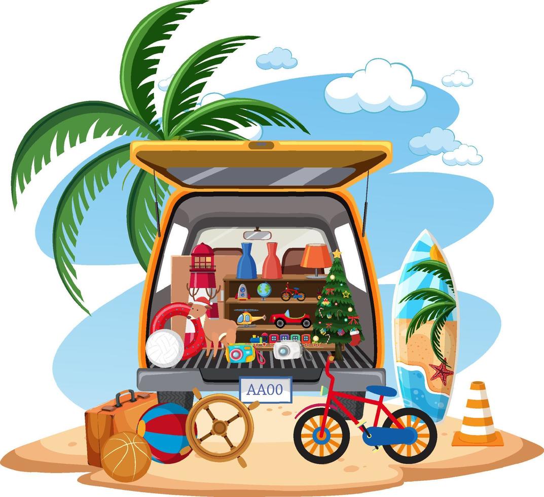 Flea market concept with car boot sale vector