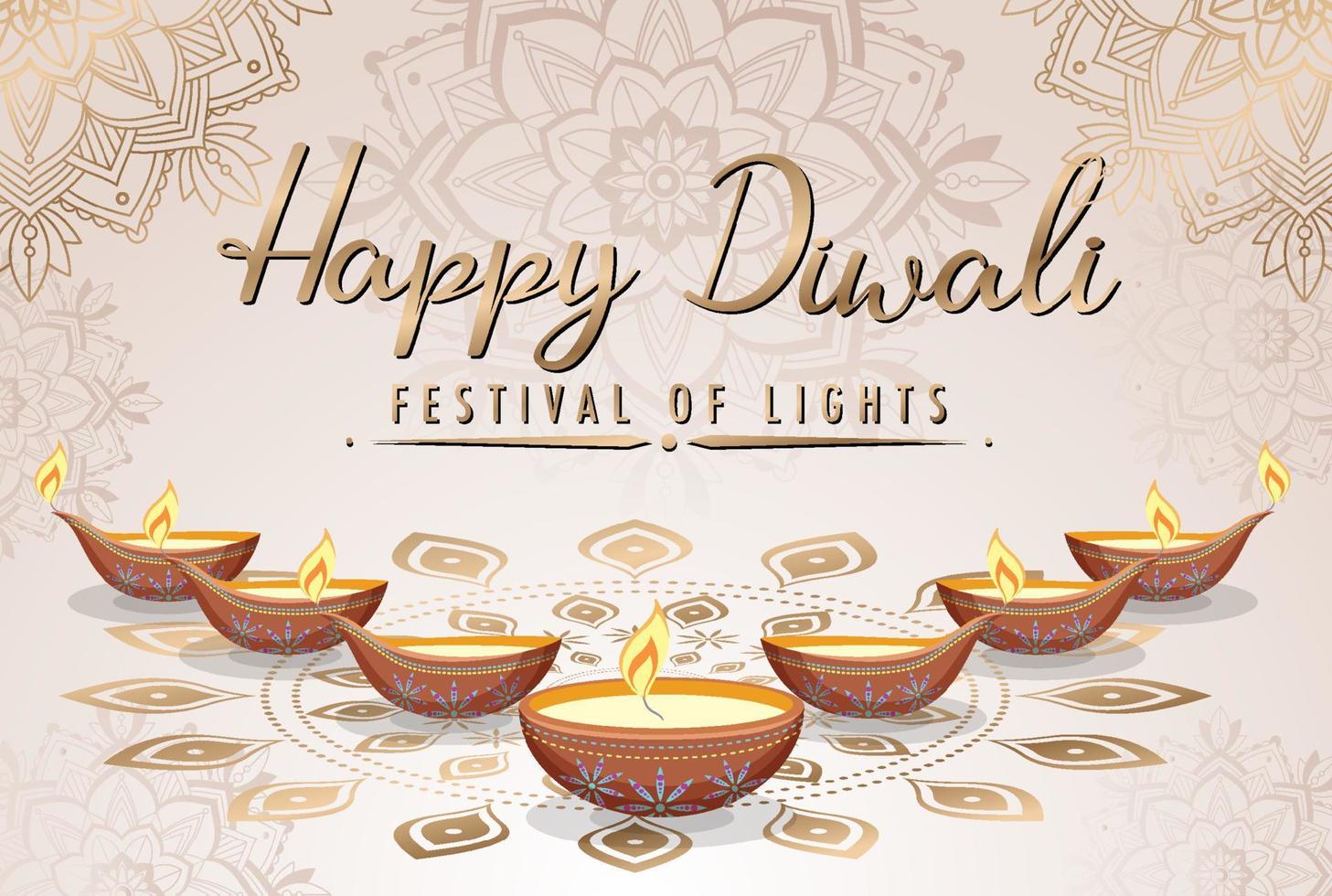 cartel del festival feliz de las luces de diwali vector
