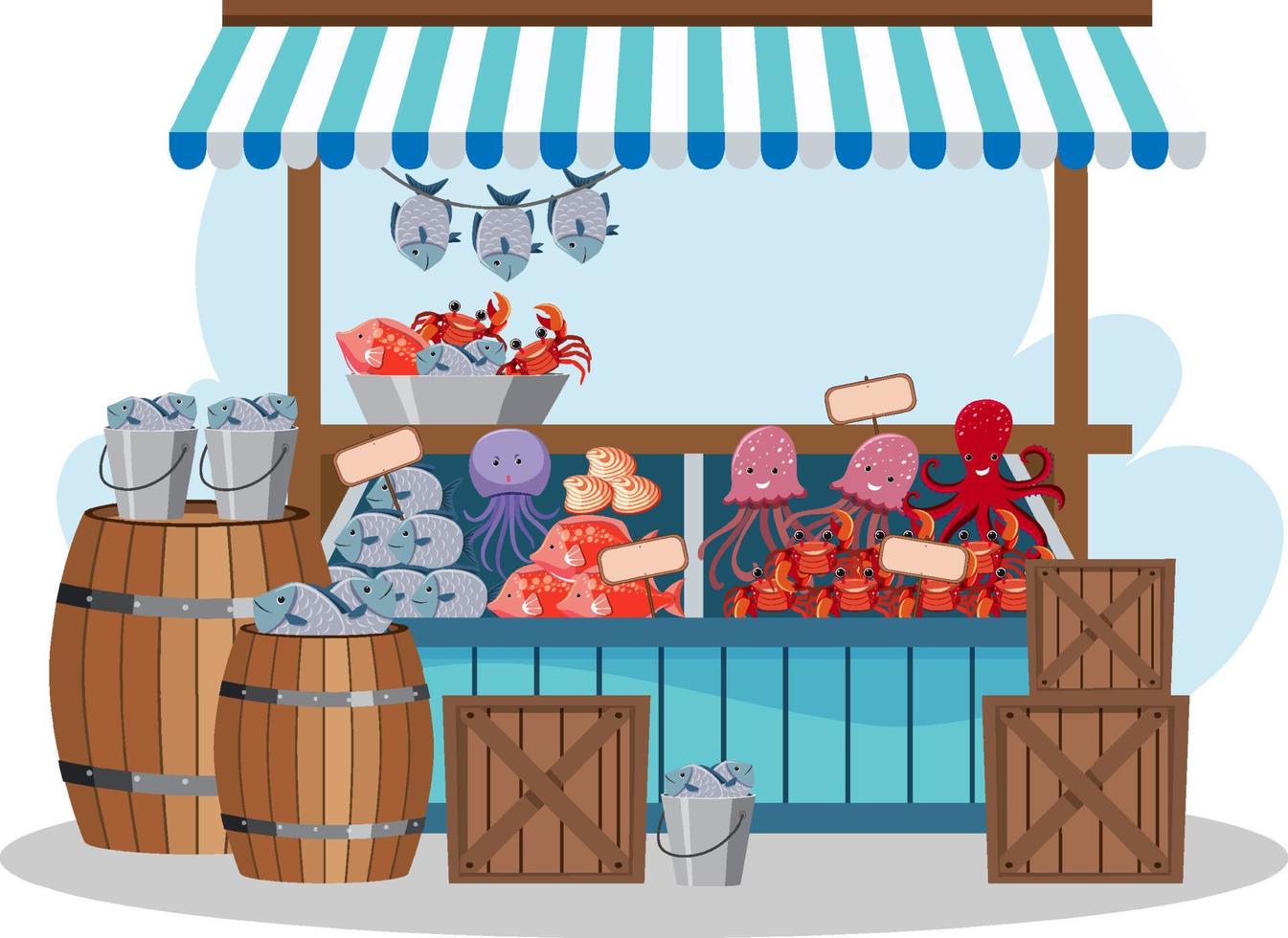 Market stall concept with fresh food store vector