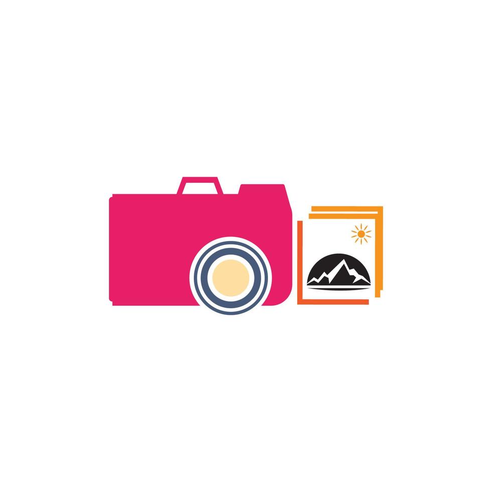 Camera with photo icon vector background