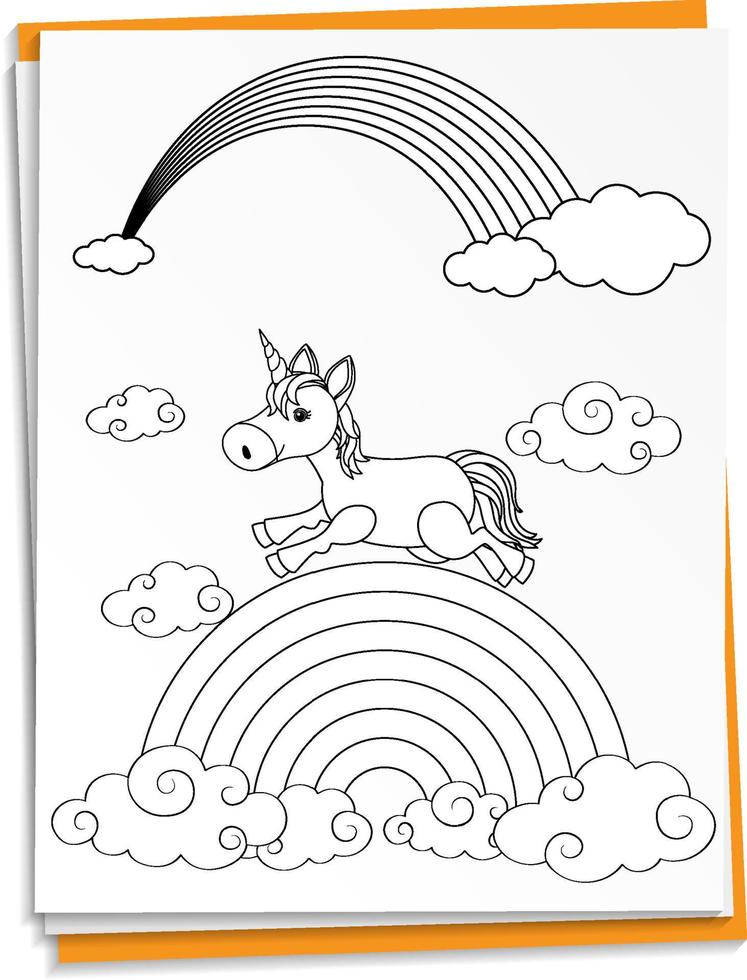 Hand drawn unicorn on paper vector