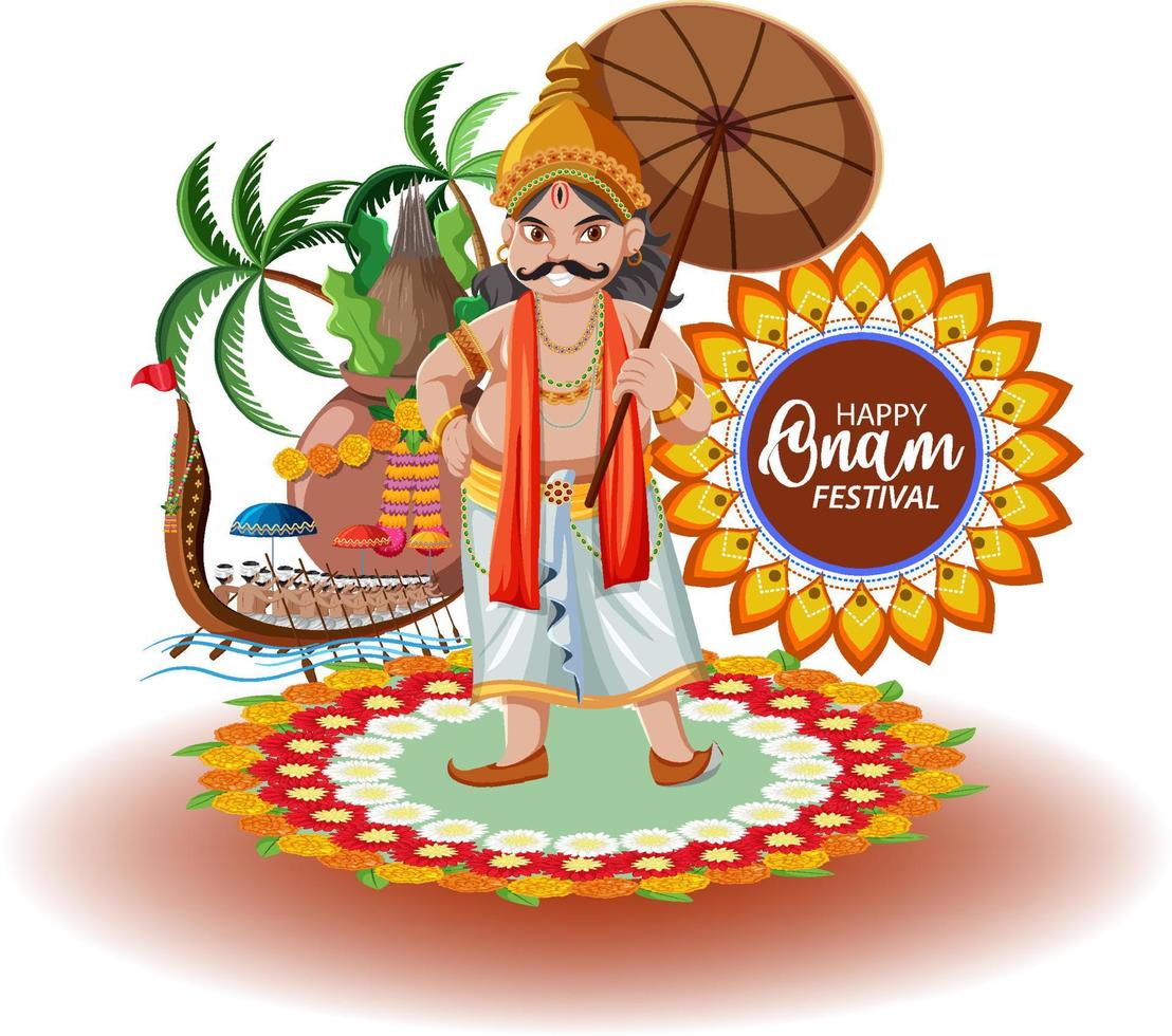 Onam Hindu harvest festival poster vector