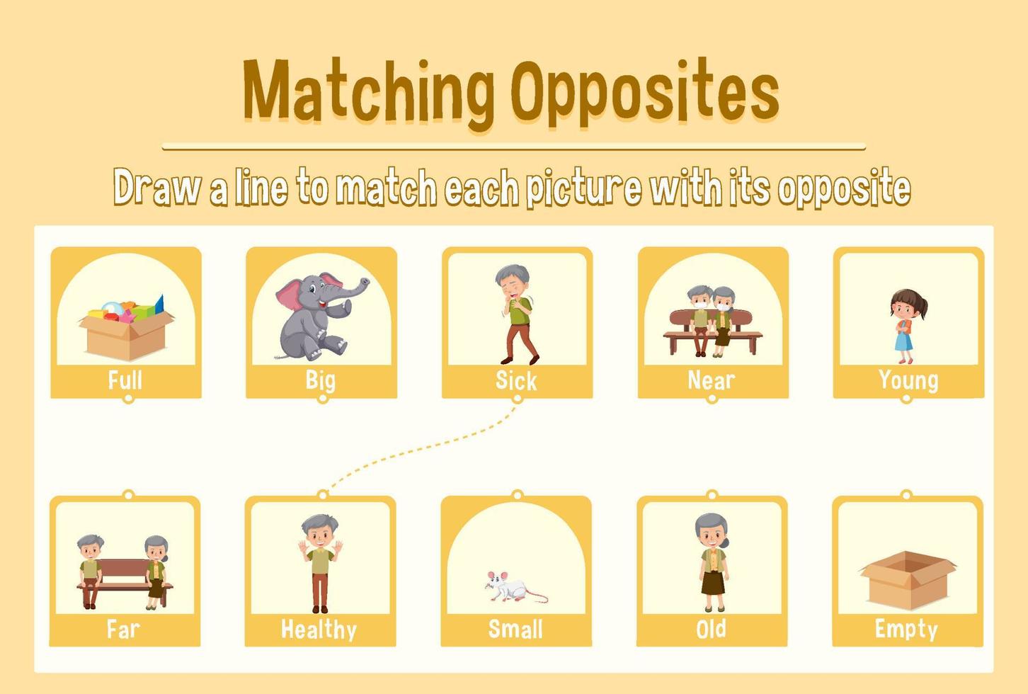 Opposite words matching for kids vector