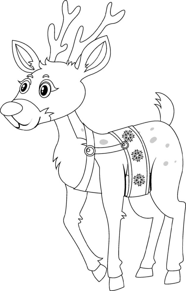 Deer doodle outline for colouring vector