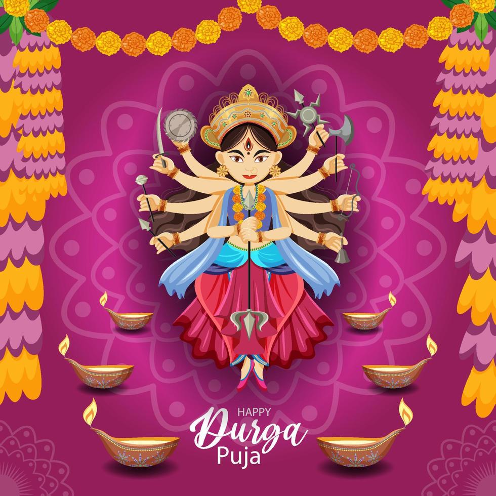 Durga Puja Indian festival banner vector