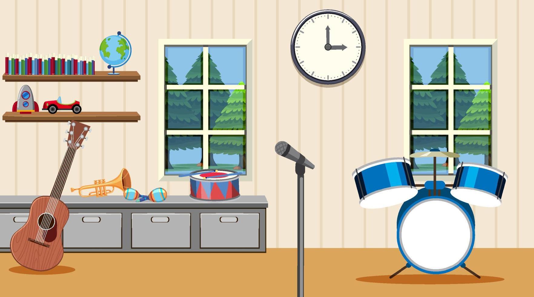 School music classroom interior concept vector