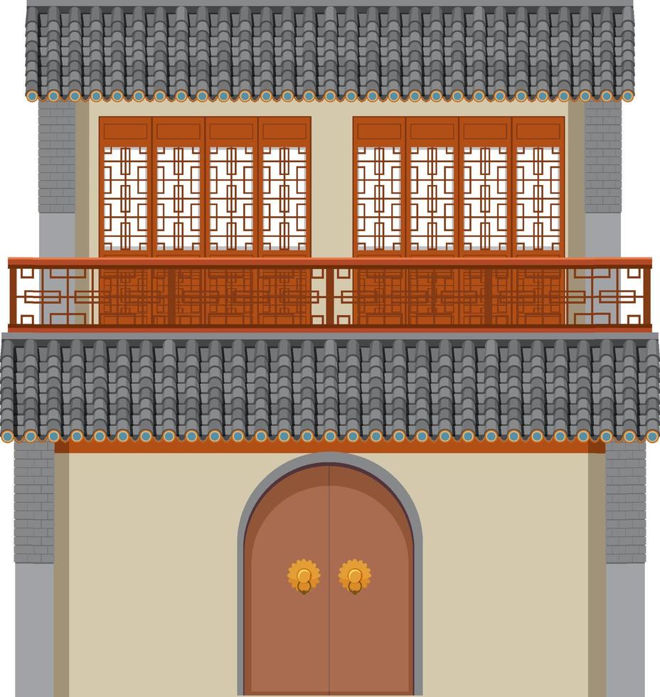 edificio tradicional chino sobre fondo blanco vector