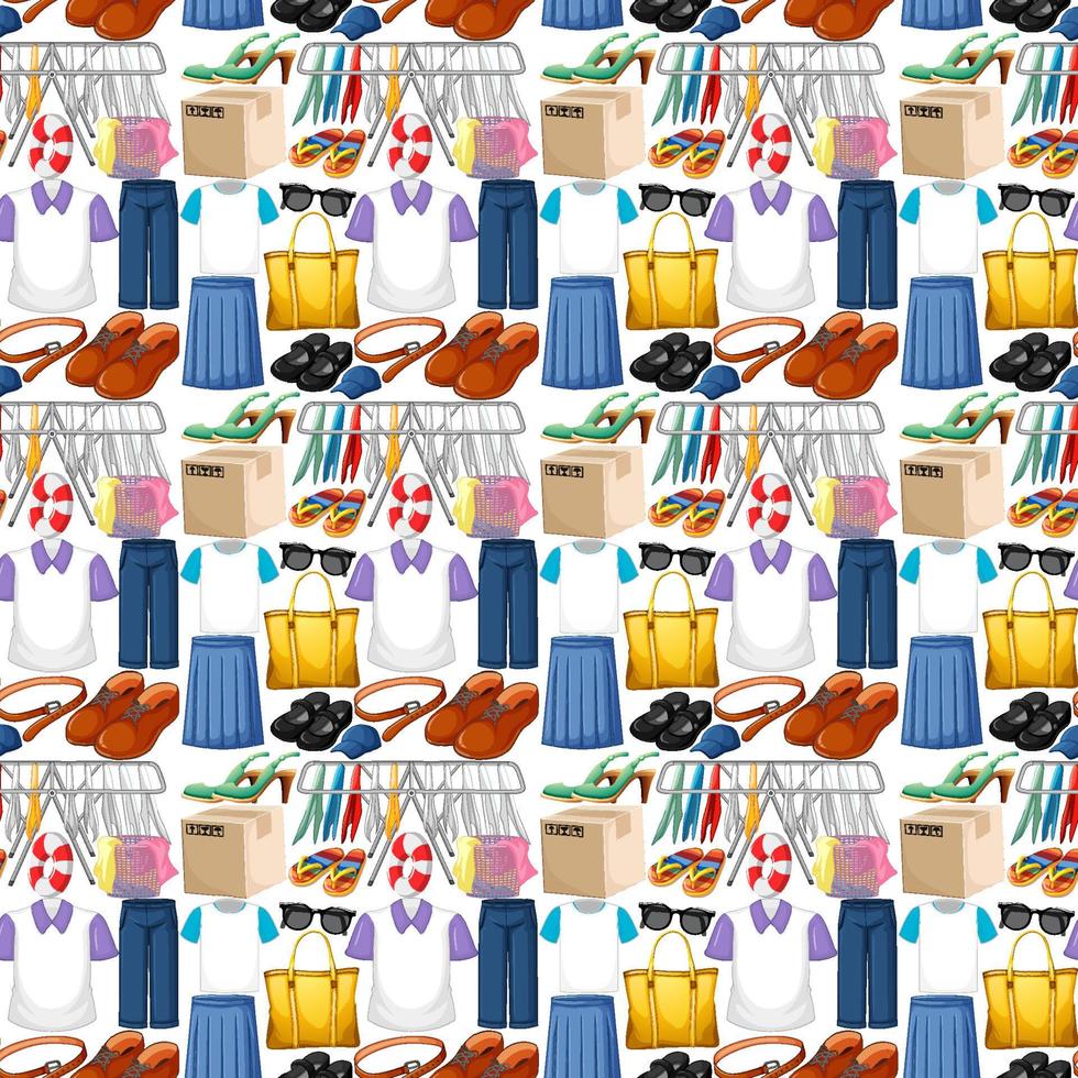 Seamless background design with cloth theme on white background vector
