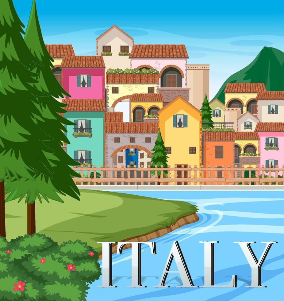 Italy iconic tourism attraction building background vector