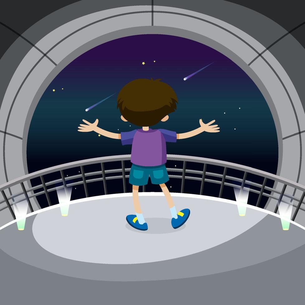 Astronomy theme with boy looking at stars vector