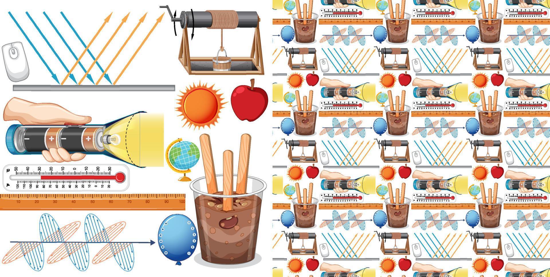 Seamless background with science equipments vector