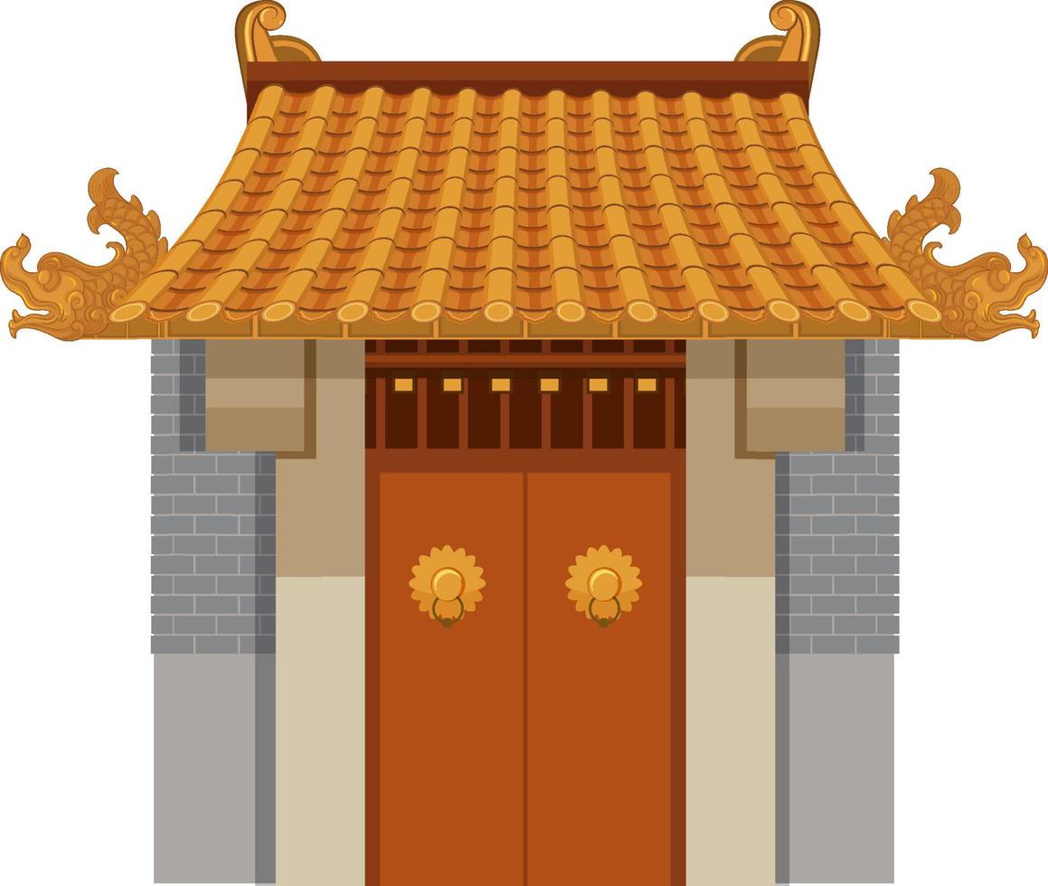 edificio tradicional chino sobre fondo blanco vector